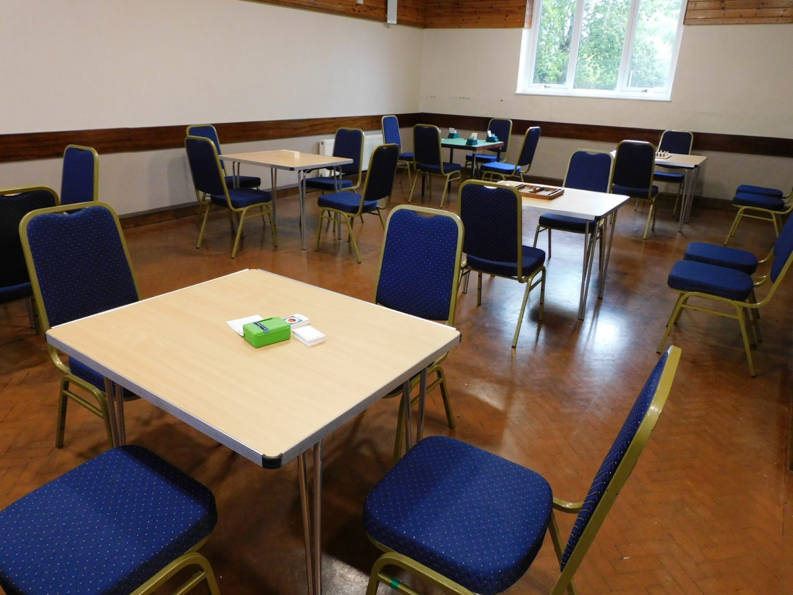 Games evening The hall set up for a games evening