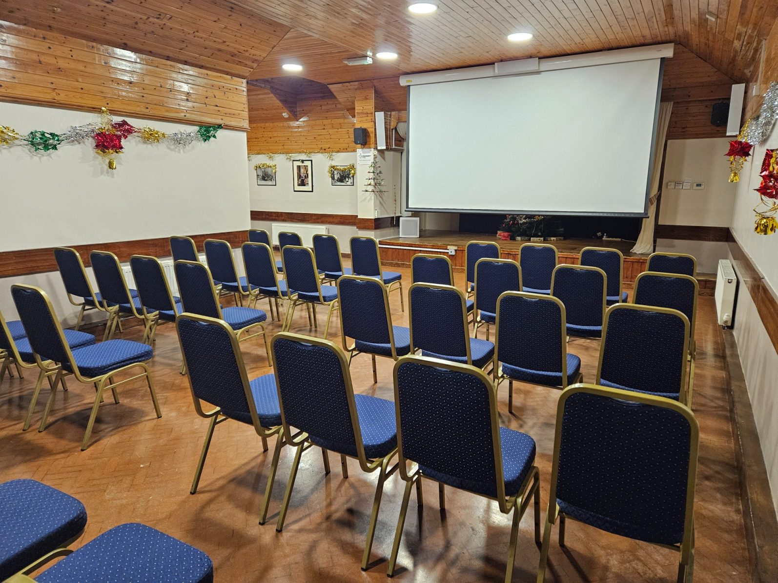 Hall set up for a film night The hall set up for Flicks in the Sticks